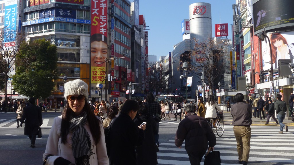 At the Shibuya Tokyo crossing