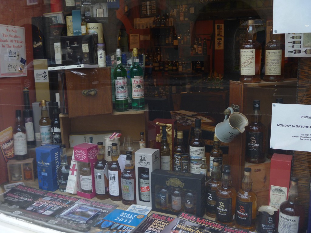 Shop front full of whisky