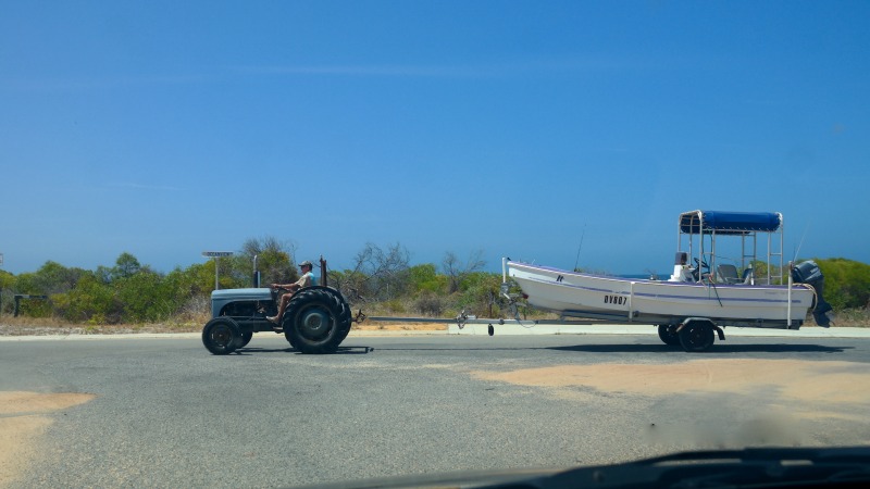 Boat launching by tractor